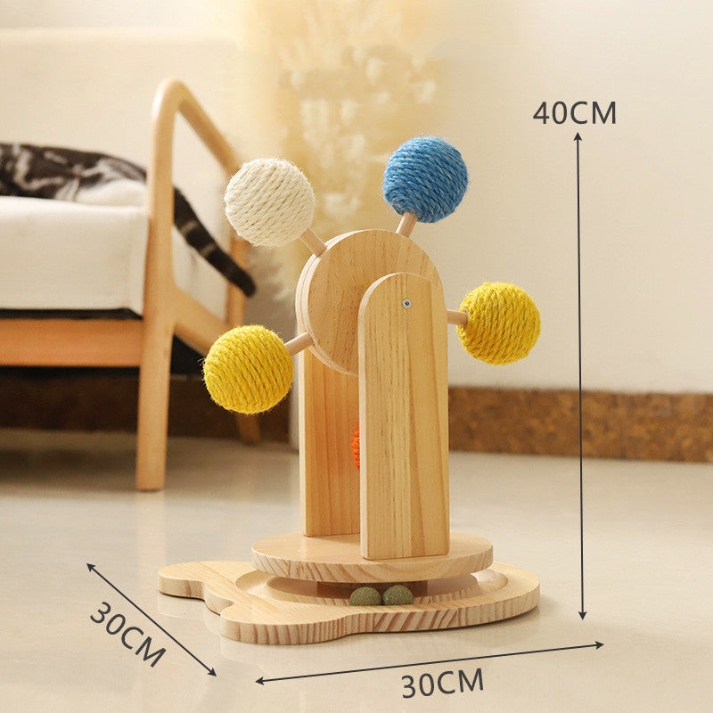 Solid Wood Rotary Table Scratch Sisal Board