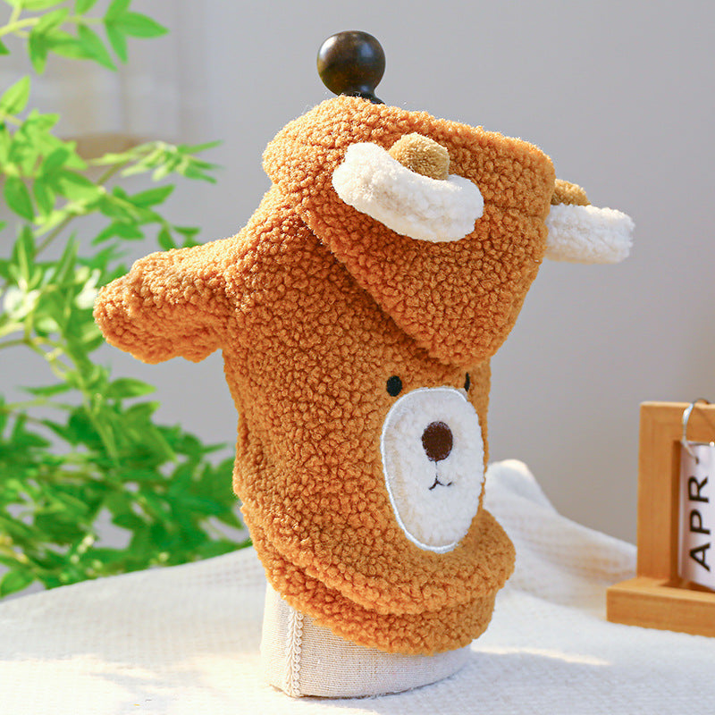 Pet Comfortable Lambswool Round Bear Hoodie