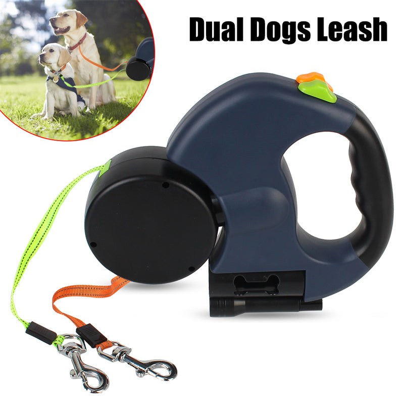 Retractable 360 Swivel Double Leash With Light