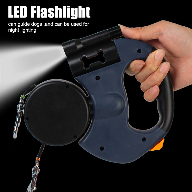 Retractable 360 Swivel Double Leash With Light