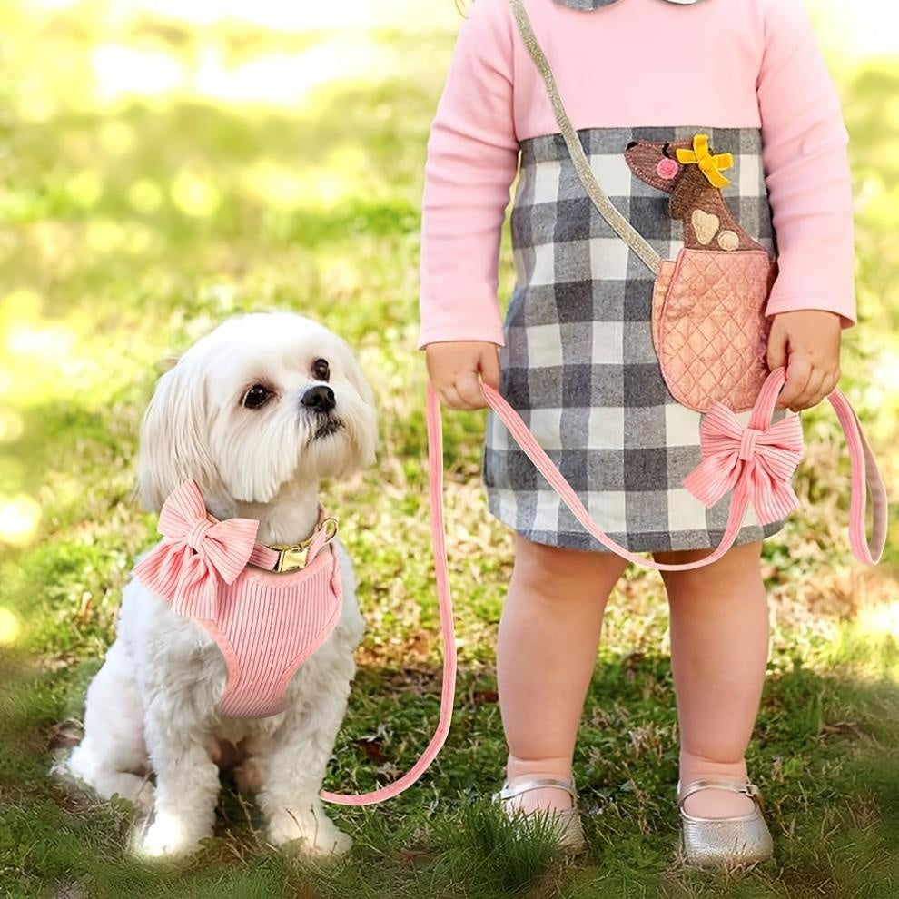 Pet Bow Collar Harness Vest