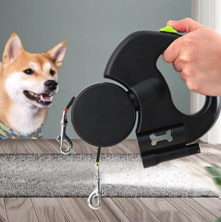 Retractable 360 Swivel Double Leash With Light