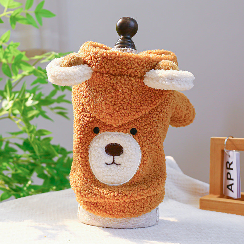 Pet Comfortable Lambswool Round Bear Hoodie