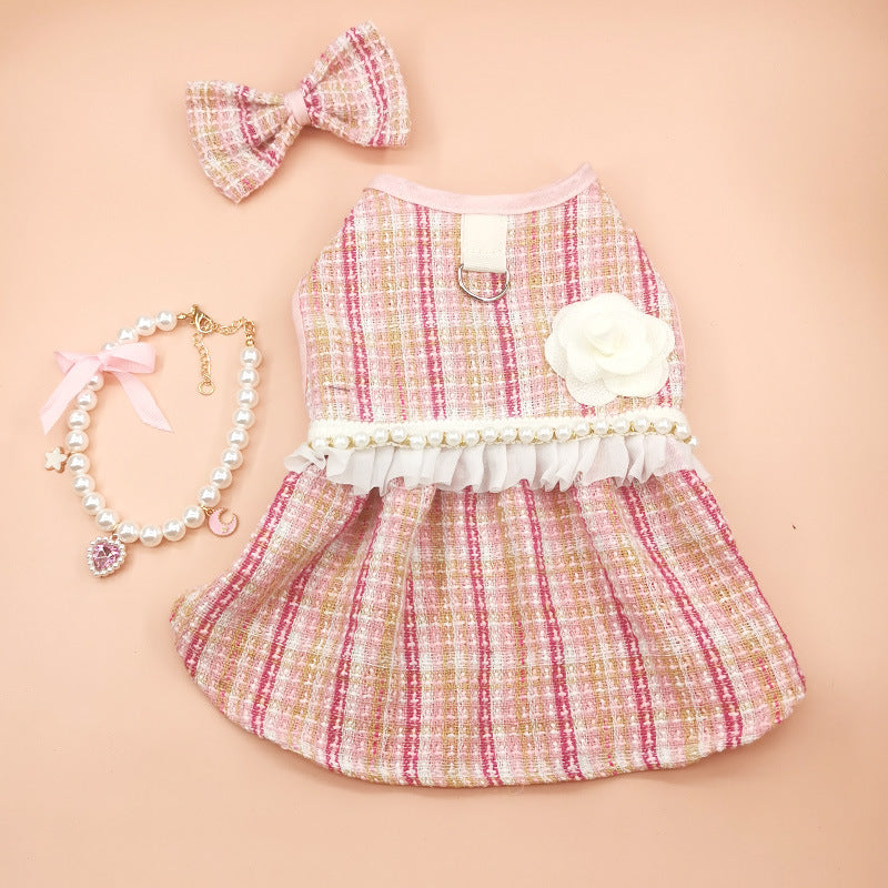 Pet Cute Barbie Skirt Dress With Necklace