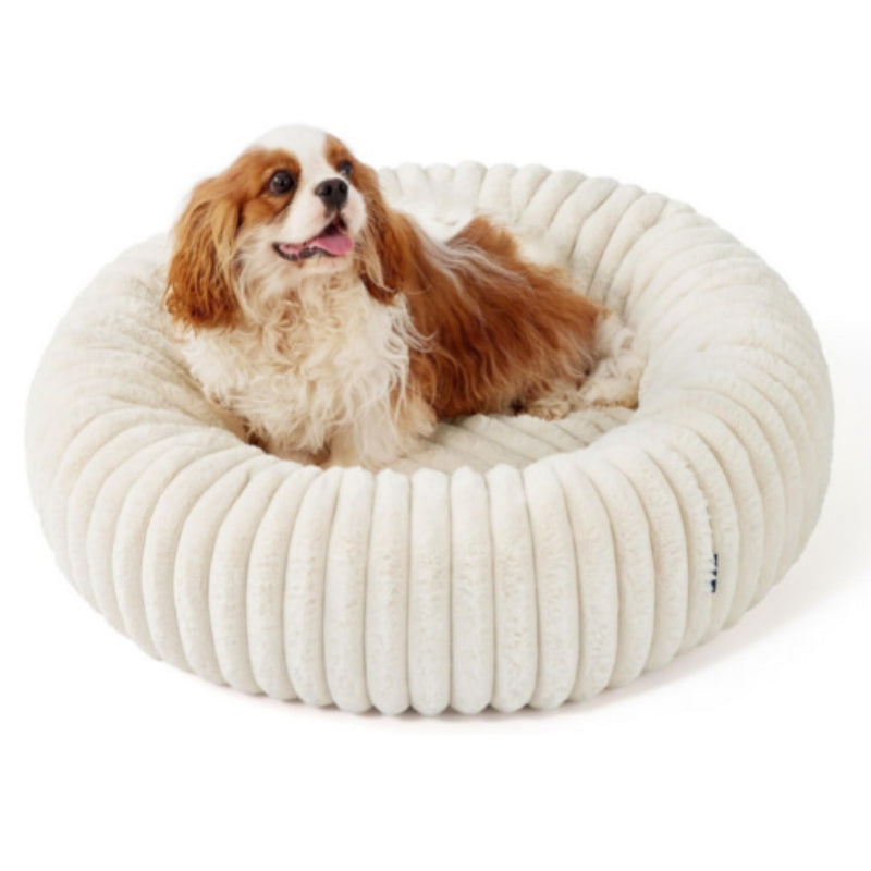 Pet Vertical-Stripe Rabbit Fur Plush Dog Bed