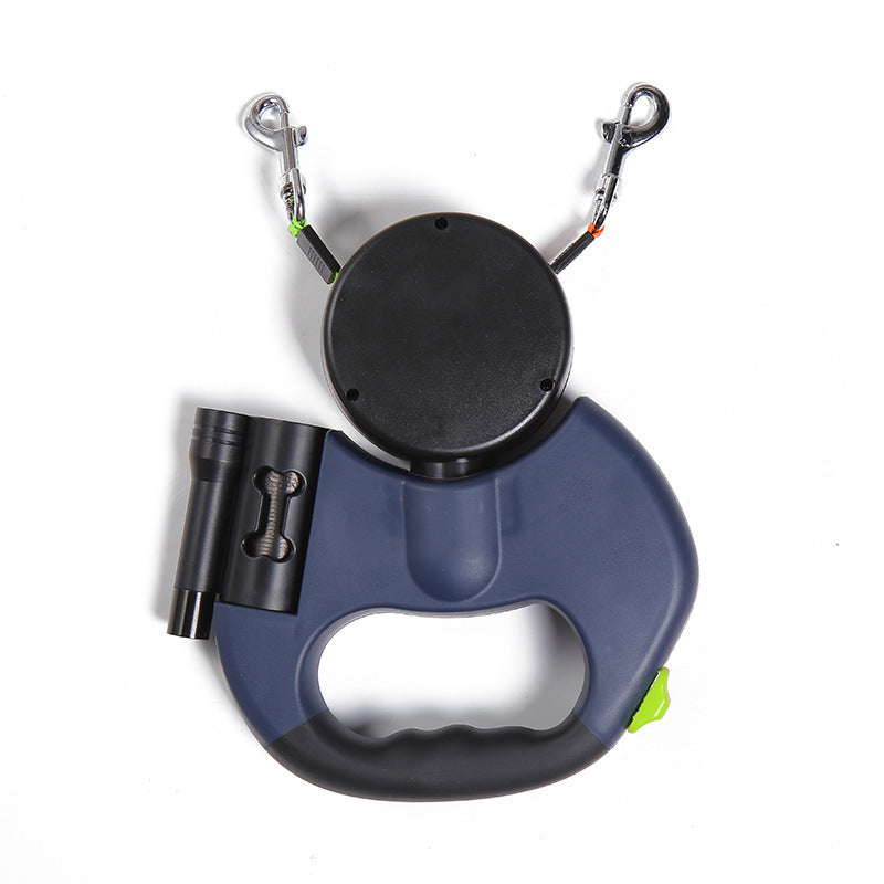 Retractable 360 Swivel Double Leash With Light