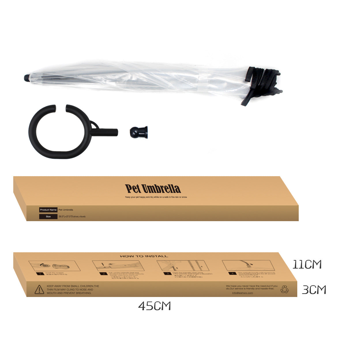 Transparent Adjustable Pet C Type Umbrella