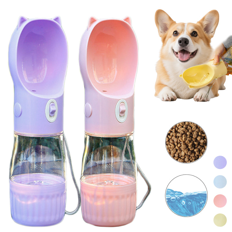 2 In 1 Portable Dog Water Bottle With Food Container