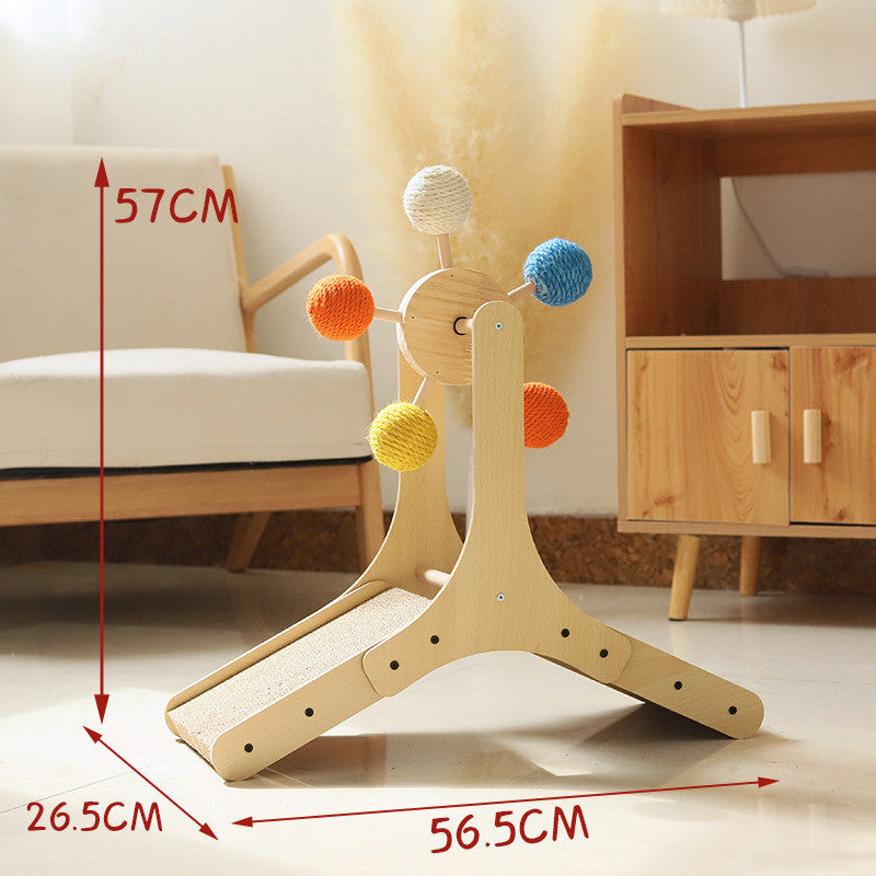 Solid Wood Rotary Table Scratch Sisal Board