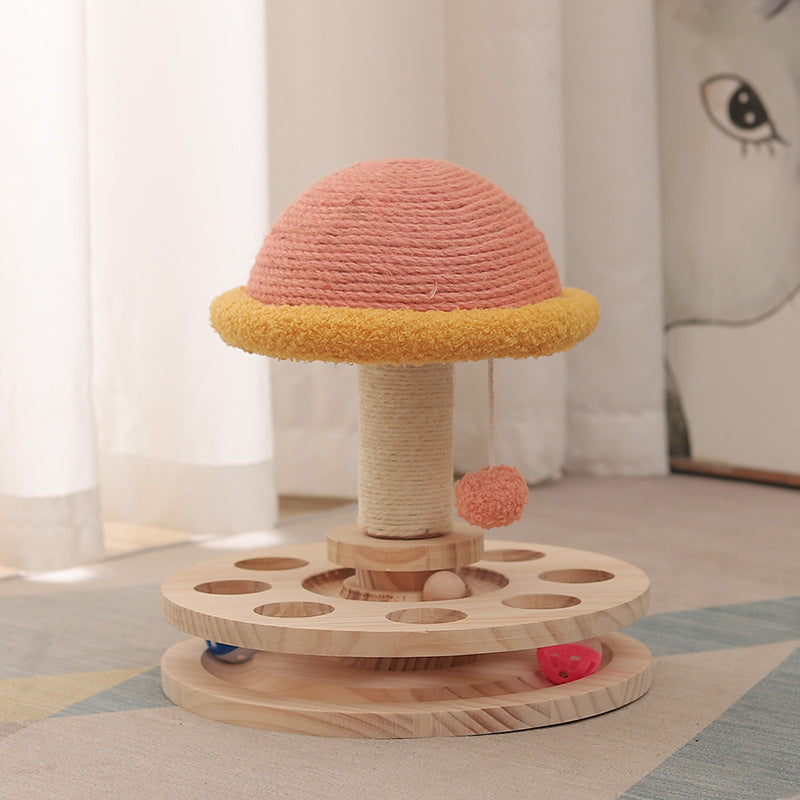 Solid Wood Turntable Cat Sisal Grinding Toy
