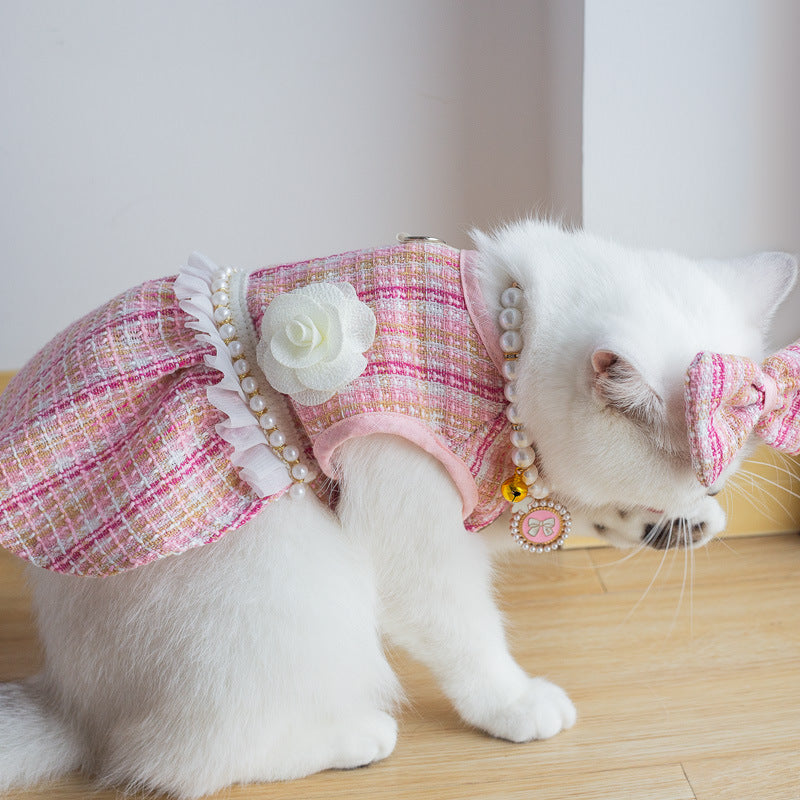 Pet Cute Barbie Skirt Dress With Necklace