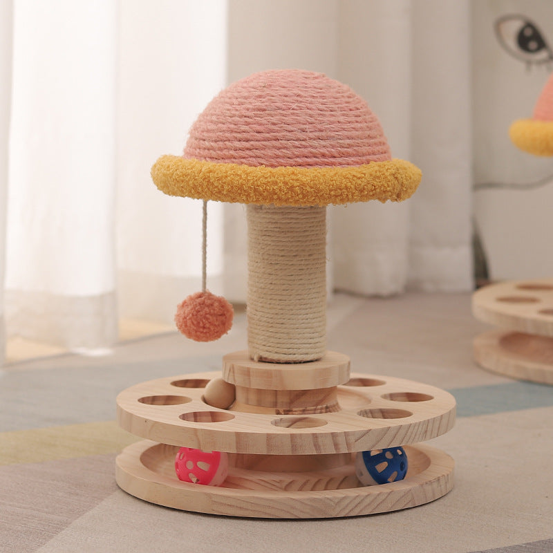 Solid Wood Turntable Cat Sisal Grinding Toy