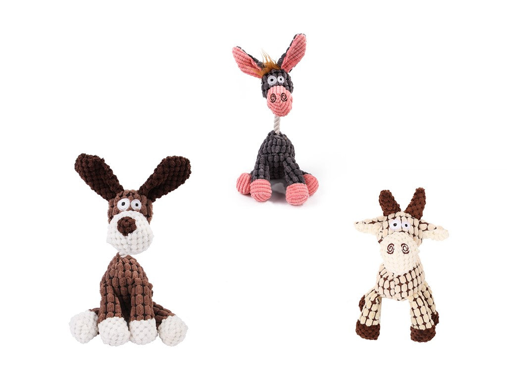 Pet Donkey Shape Corduroy Chew Toy