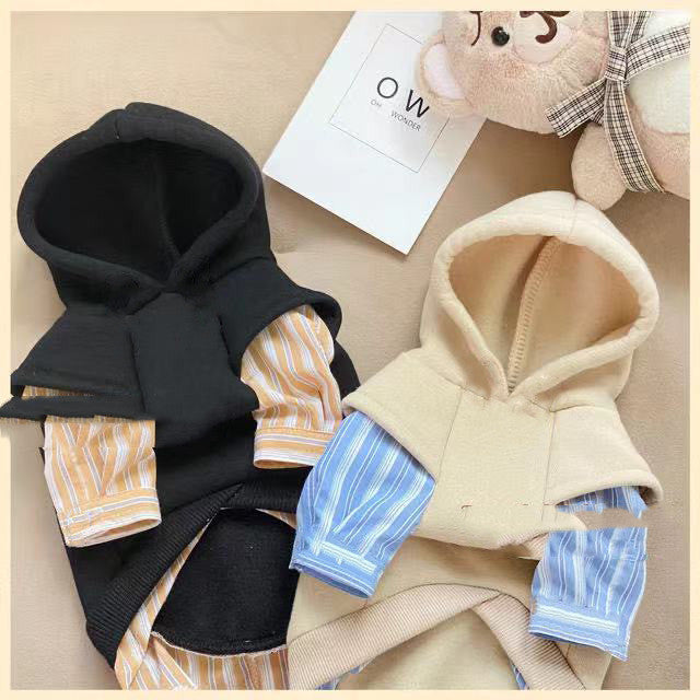 Fashion Dog Warm Hood With Stripe Shirt