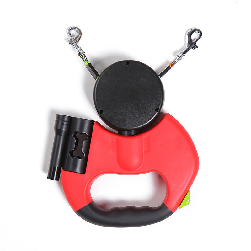 Retractable 360 Swivel Double Leash With Light