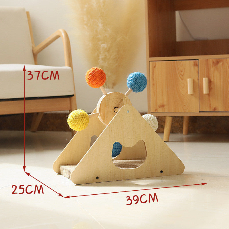 Solid Wood Rotary Table Scratch Sisal Board